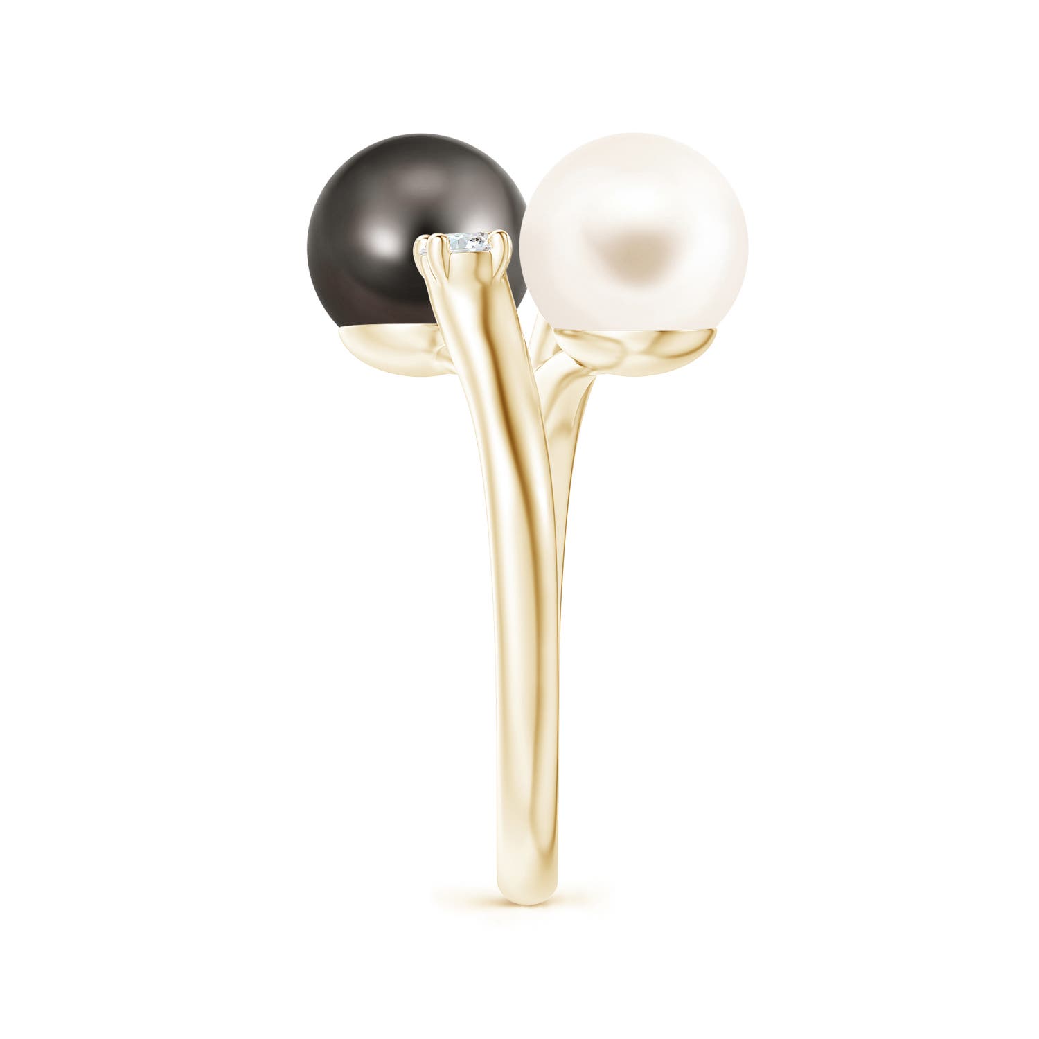 8mm AAA Freshwater & Tahitian Pearl Ring in Yellow Gold - side 2