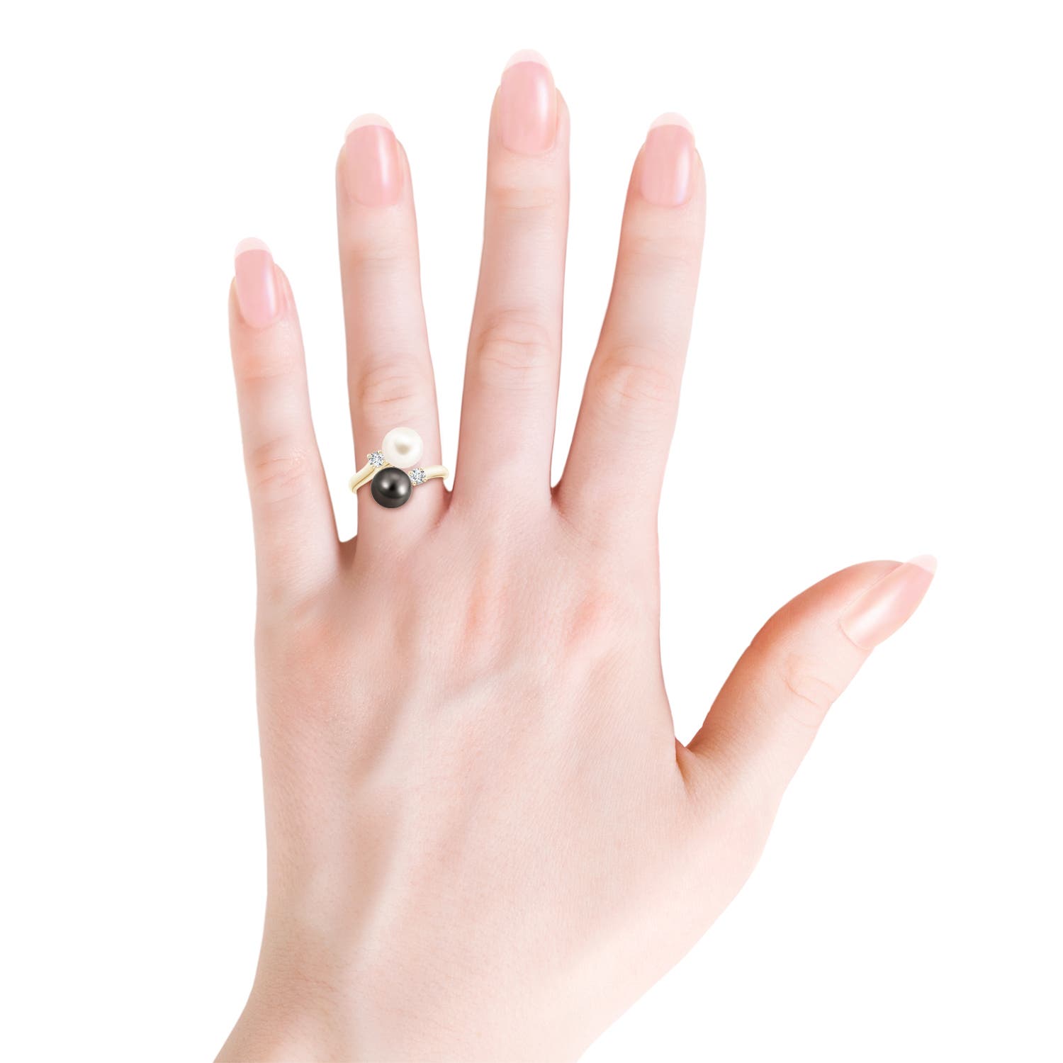 8mm AAA Freshwater & Tahitian Pearl Ring in Yellow Gold - body_view 3