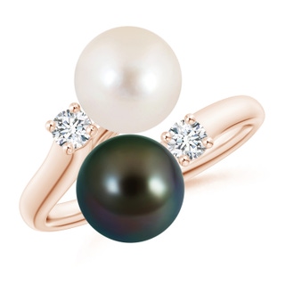 8mm AAAA Freshwater & Tahitian Pearl Ring in Rose Gold
