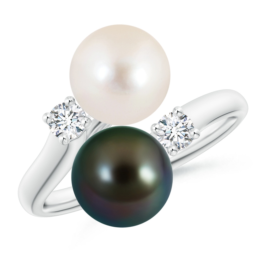 8mm AAAA Freshwater & Tahitian Pearl Ring in White Gold