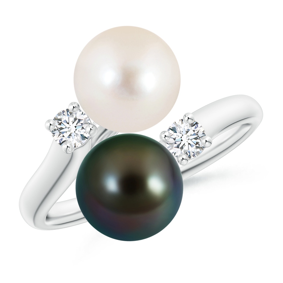 8mm AAAA Freshwater & Tahitian Pearl Ring in White Gold 