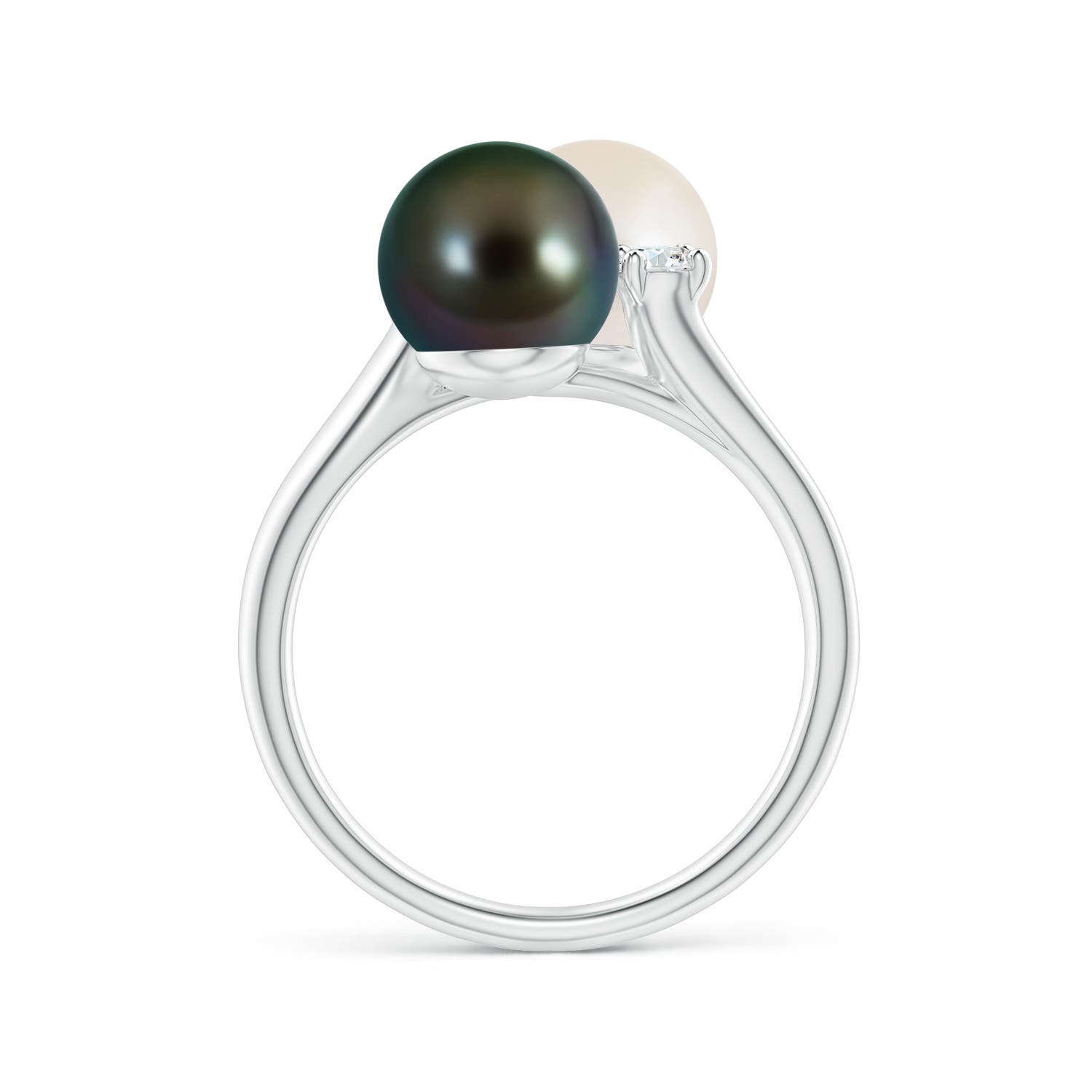 8mm AAAA Freshwater & Tahitian Pearl Ring in White Gold