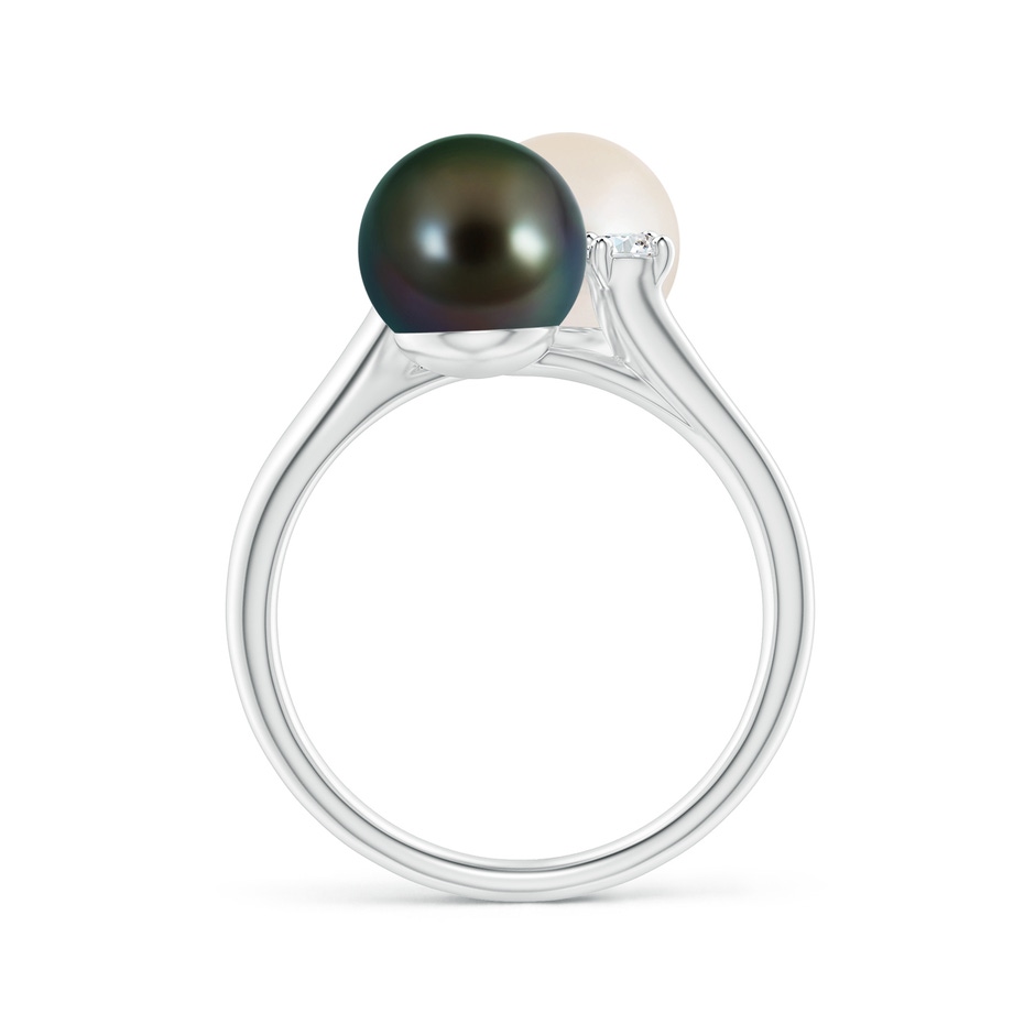 8mm AAAA Freshwater & Tahitian Pearl Ring in White Gold side 1