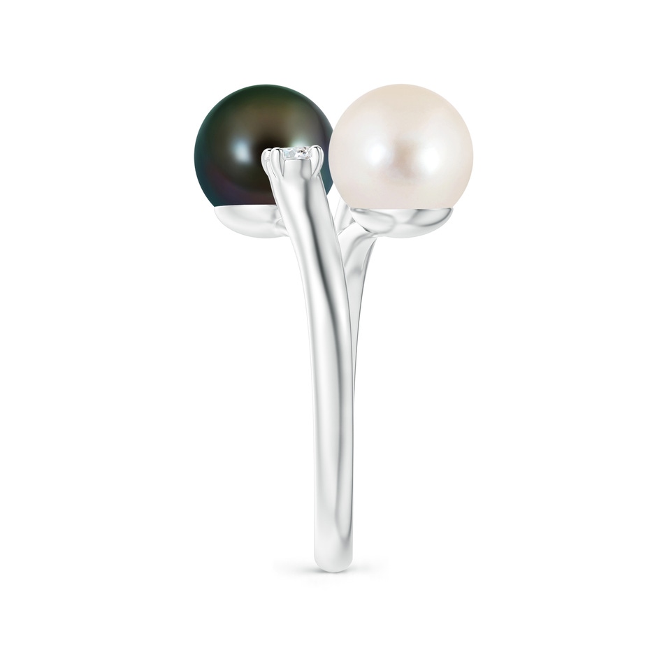 8mm AAAA Freshwater & Tahitian Pearl Ring in White Gold side 2