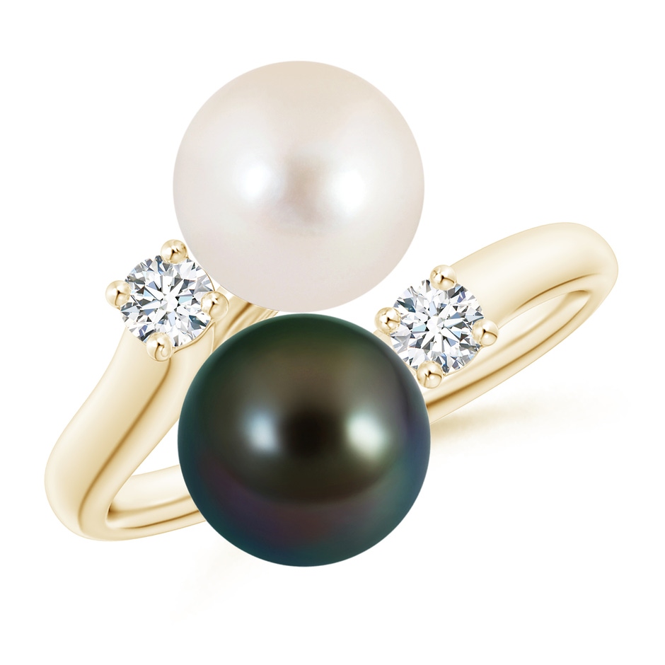 8mm AAAA Freshwater & Tahitian Pearl Ring in Yellow Gold 