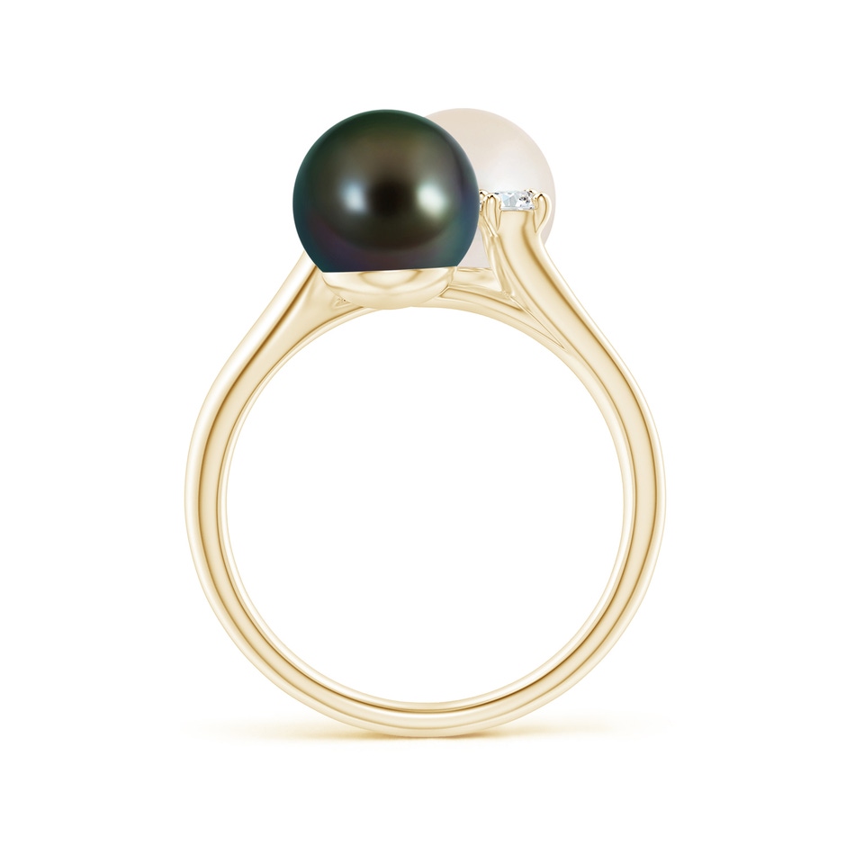 8mm AAAA Freshwater & Tahitian Pearl Ring in Yellow Gold side 1