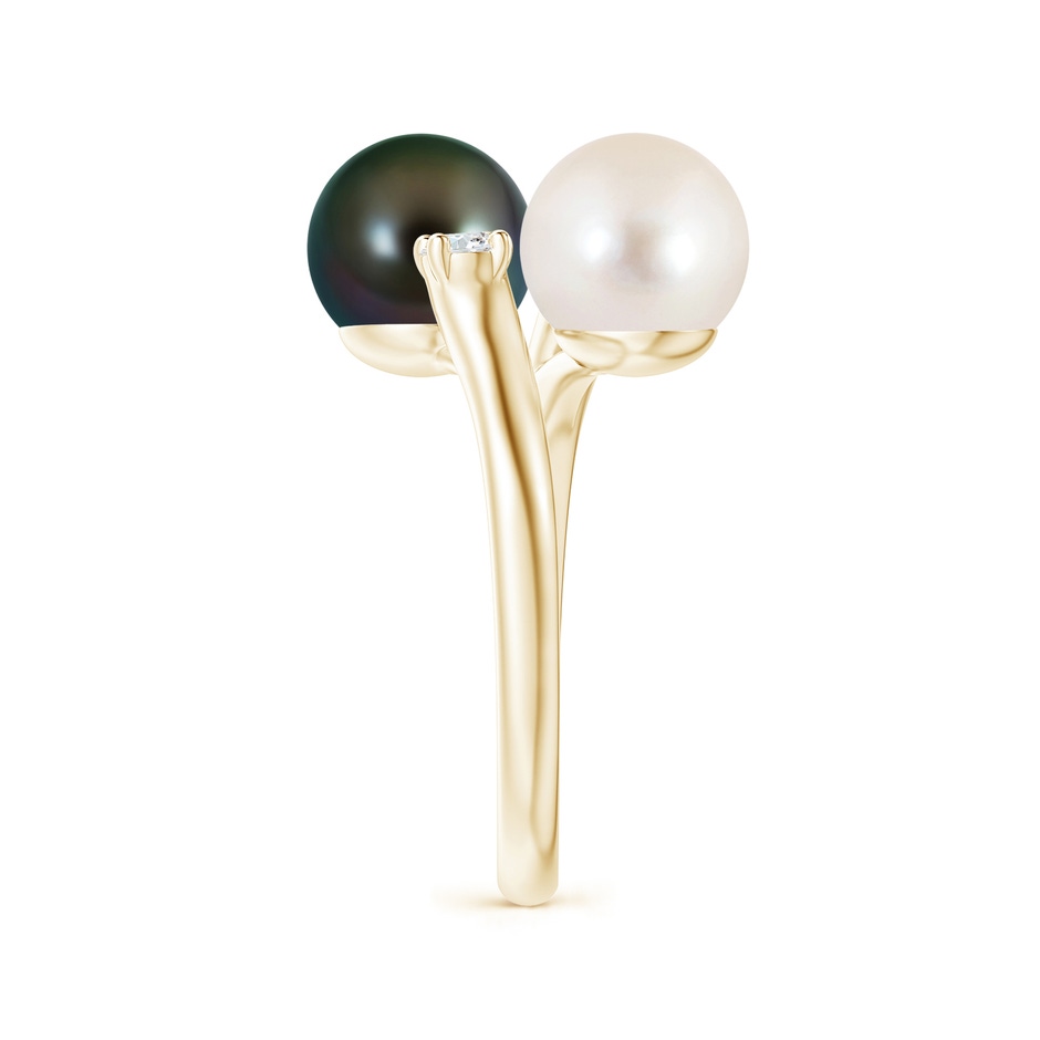 8mm AAAA Freshwater & Tahitian Pearl Ring in Yellow Gold side 2