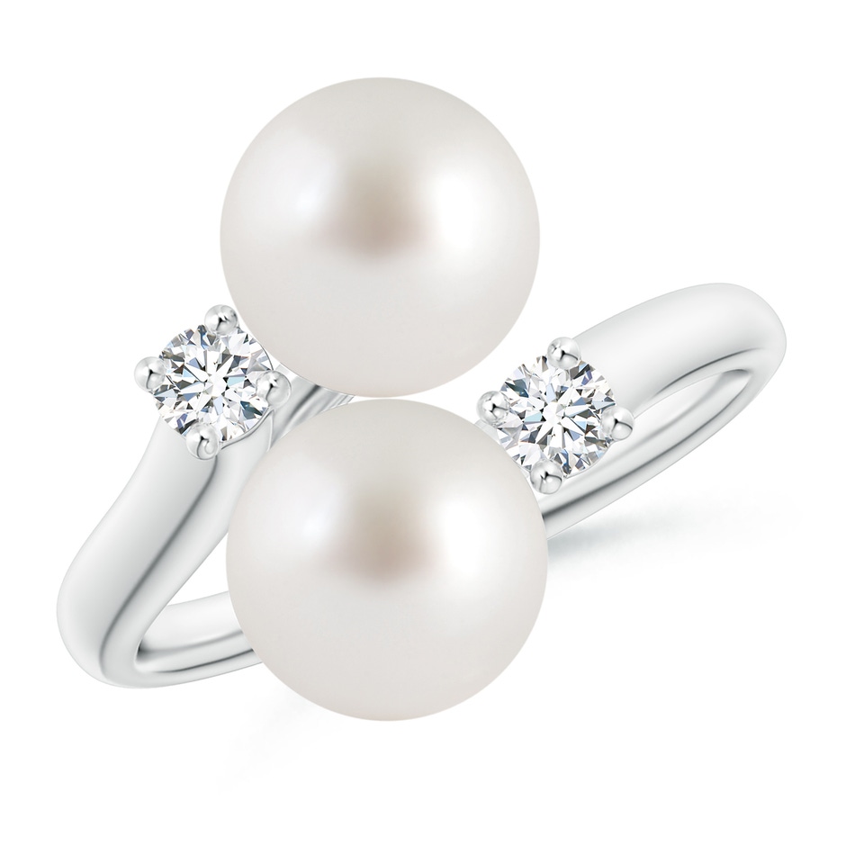 8mm AAA South Sea Pearl Two Stone Ring in White Gold 