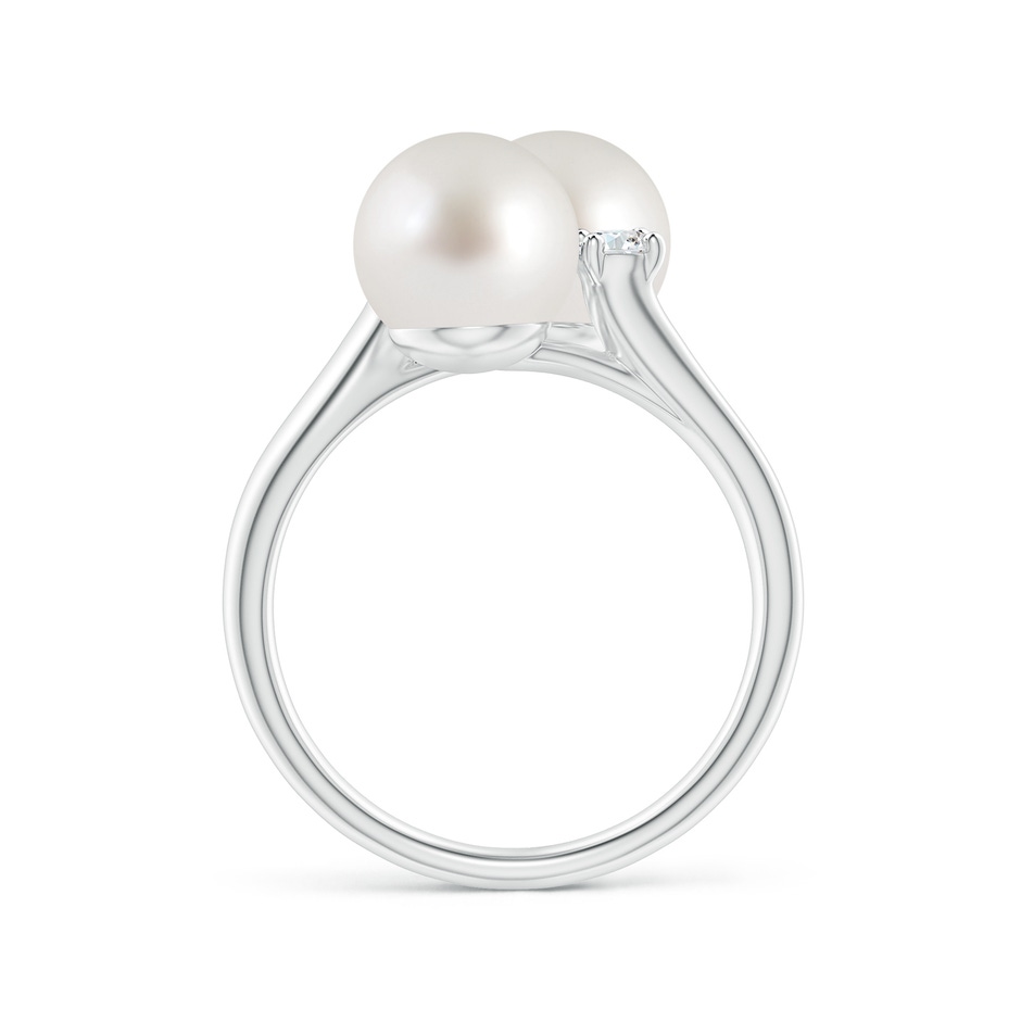 8mm AAA South Sea Pearl Two Stone Ring in White Gold side 1