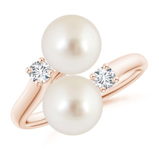 8mm AAAA South Sea Pearl Two Stone Ring in Rose Gold