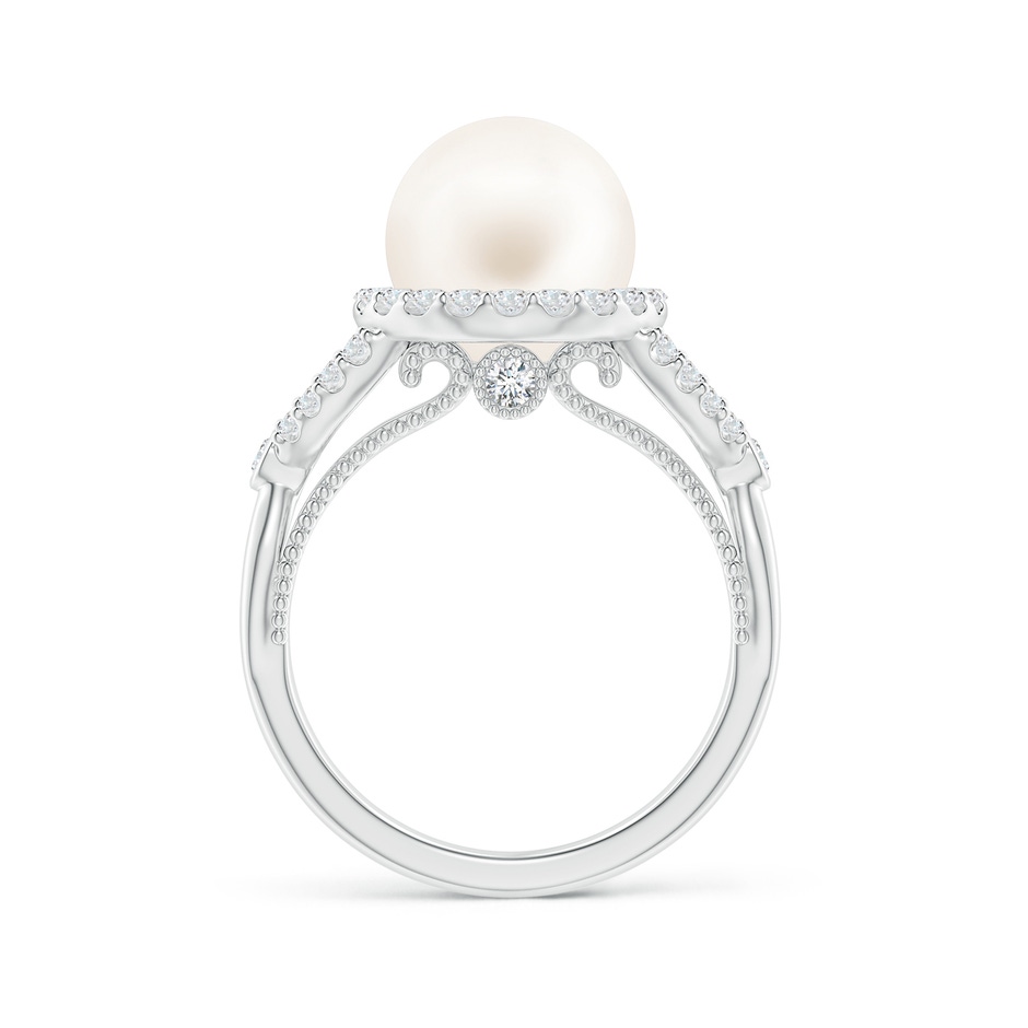 10mm AA Freshwater Pearl Halo Infinity Ring in White Gold side 1