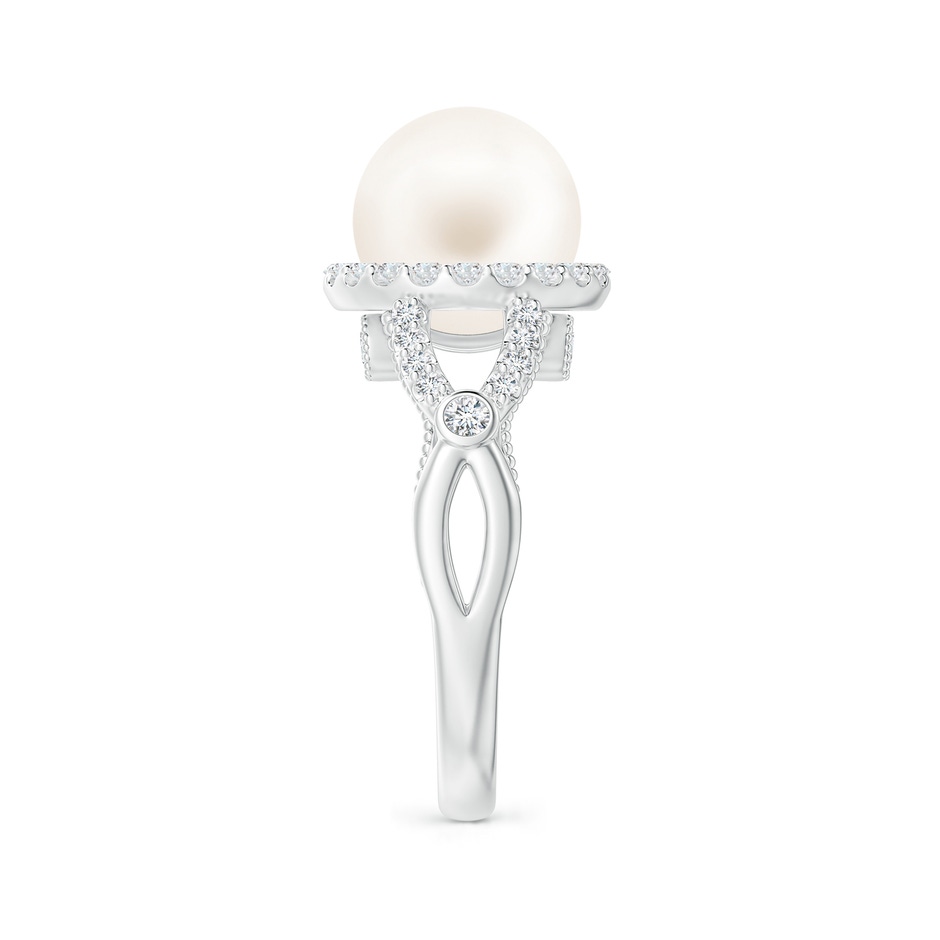10mm AA Freshwater Pearl Halo Infinity Ring in White Gold side 2