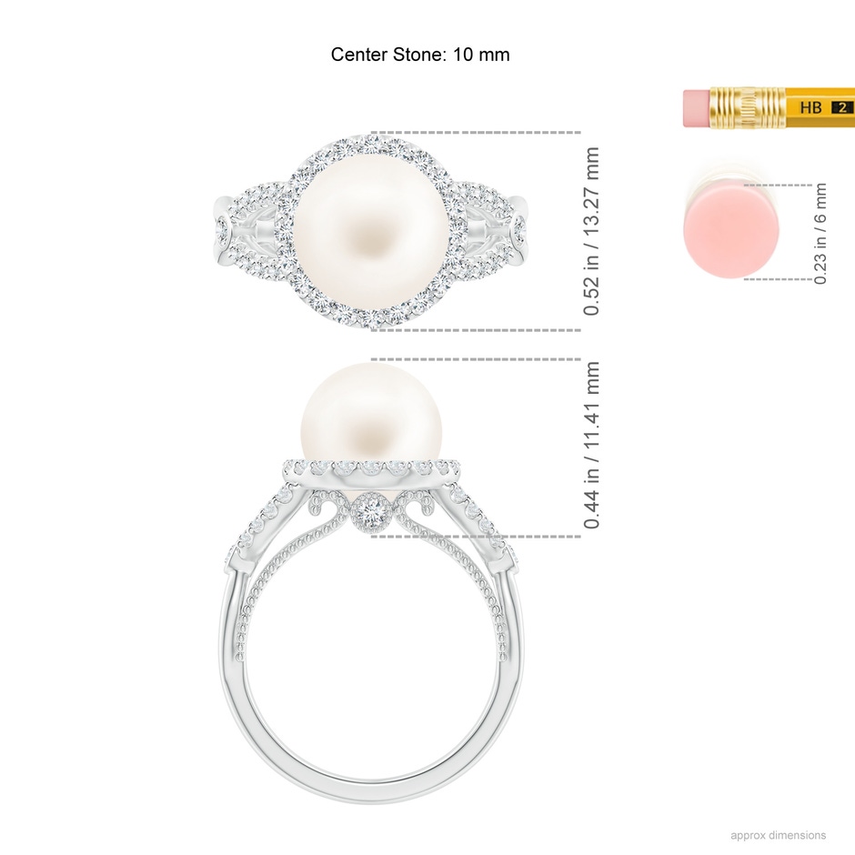 10mm AA Freshwater Pearl Halo Infinity Ring in White Gold ruler