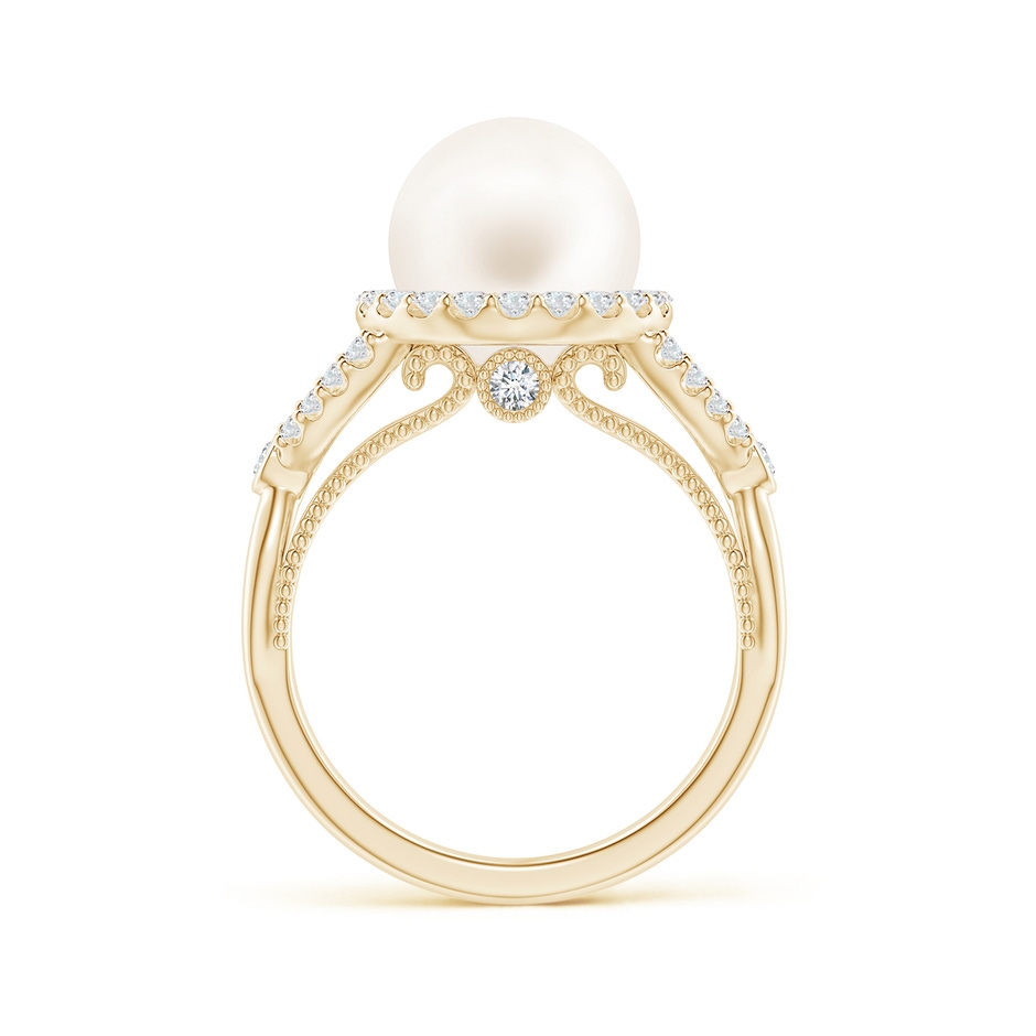 10mm AA Freshwater Pearl Halo Infinity Ring in Yellow Gold side 1