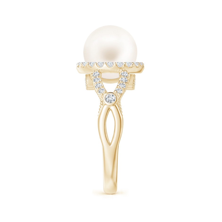 10mm AA Freshwater Pearl Halo Infinity Ring in Yellow Gold side 2