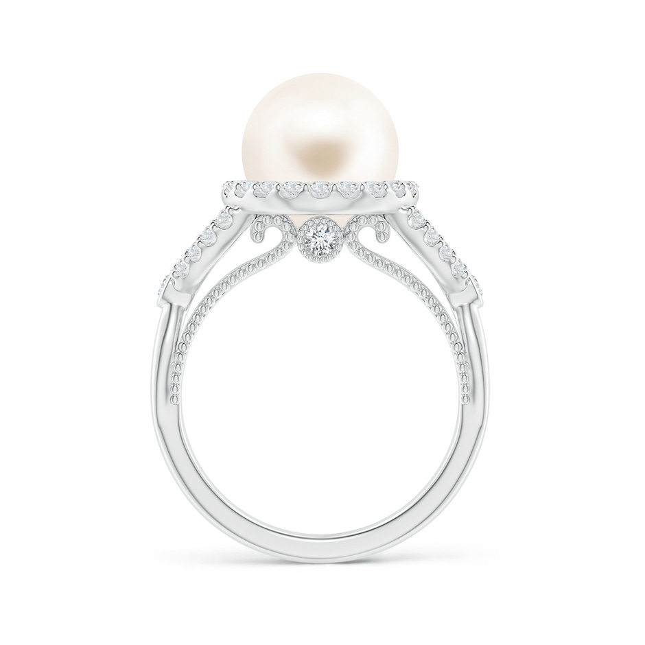 10mm AAA Freshwater Pearl Halo Infinity Ring in White Gold side 1