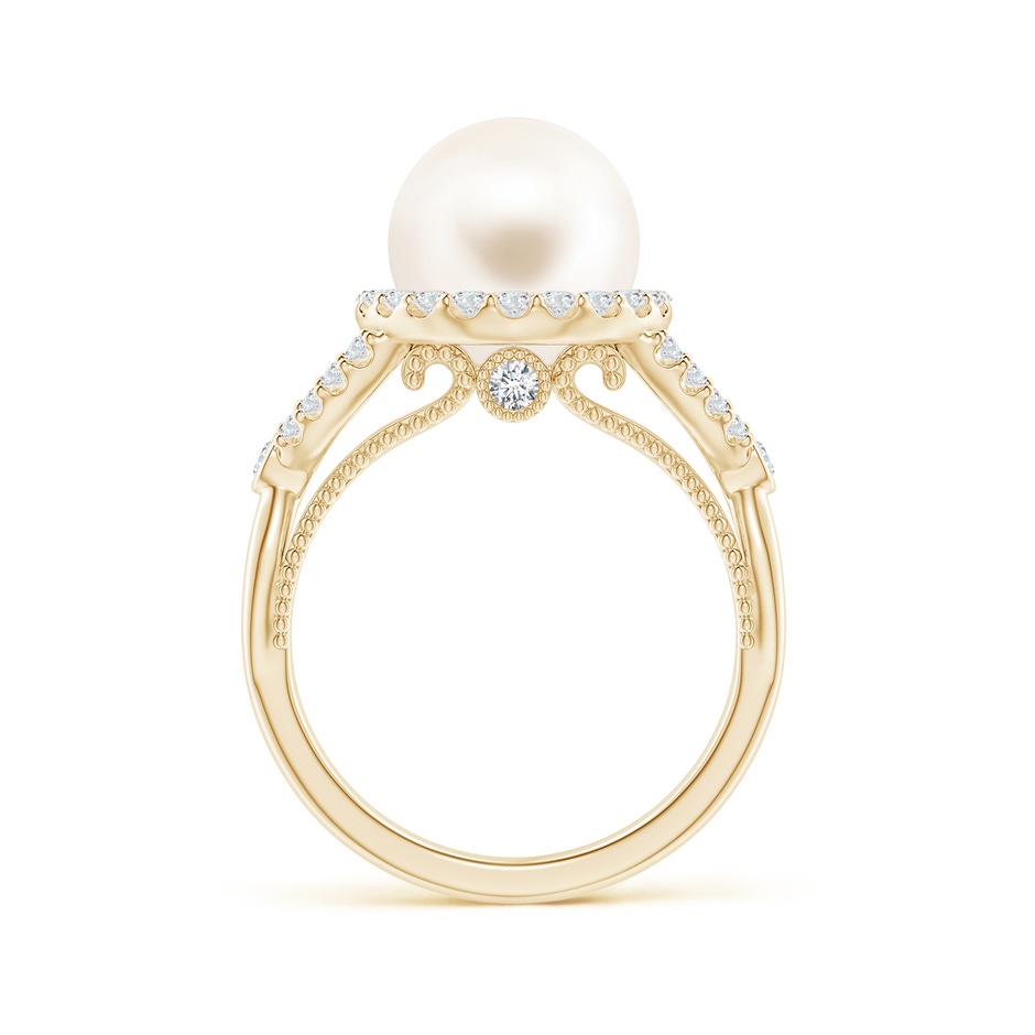10mm AAA Freshwater Pearl Halo Infinity Ring in Yellow Gold side 1
