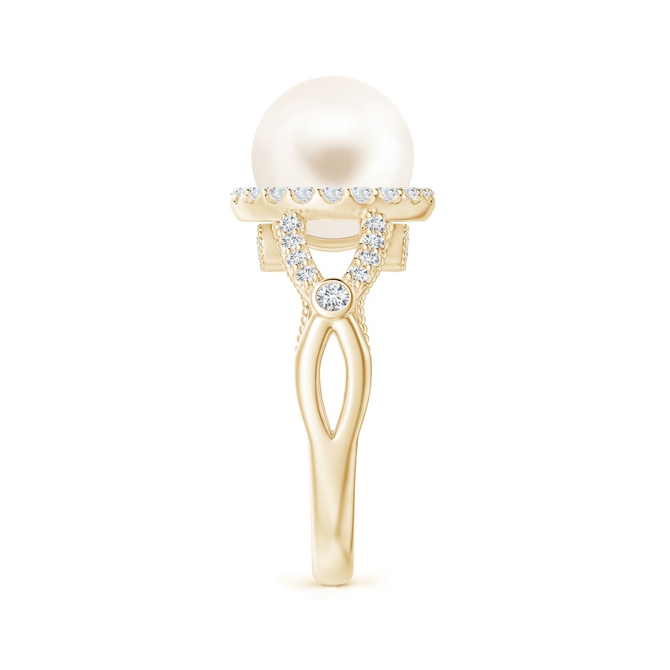 10mm AAA Freshwater Pearl Halo Infinity Ring in Yellow Gold side 2