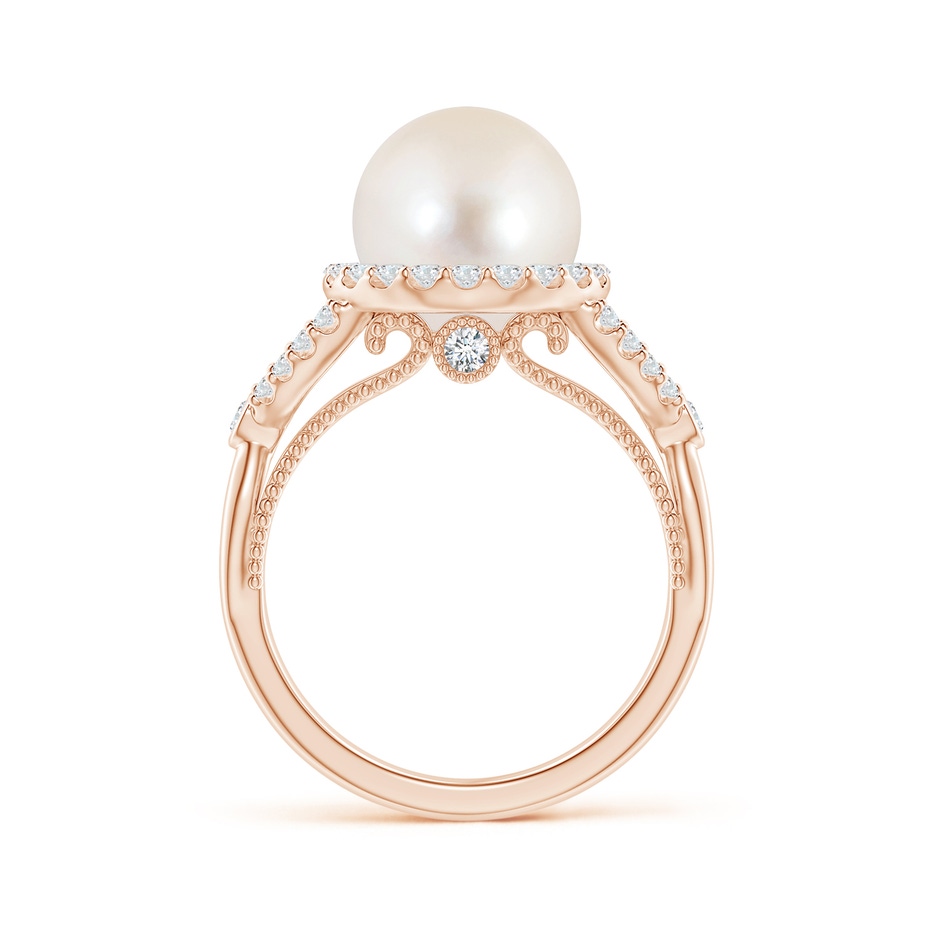 10mm AAAA Freshwater Pearl Halo Infinity Ring in Rose Gold side 1