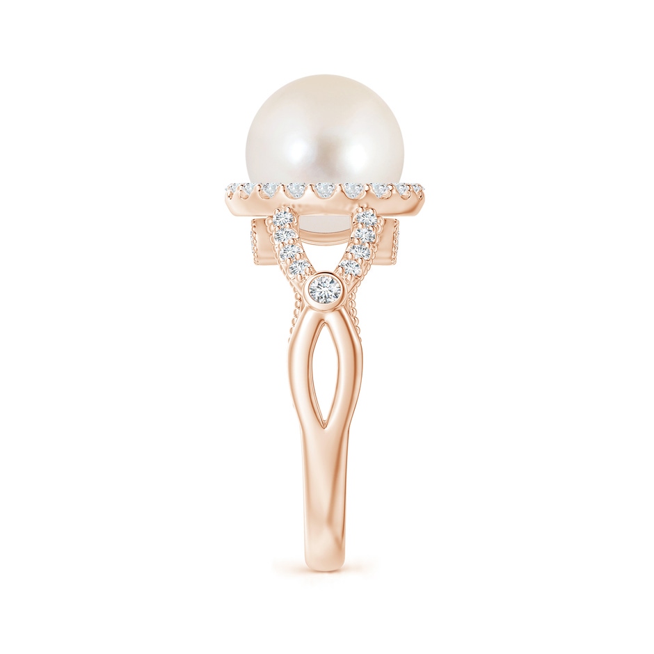 10mm AAAA Freshwater Pearl Halo Infinity Ring in Rose Gold side 2