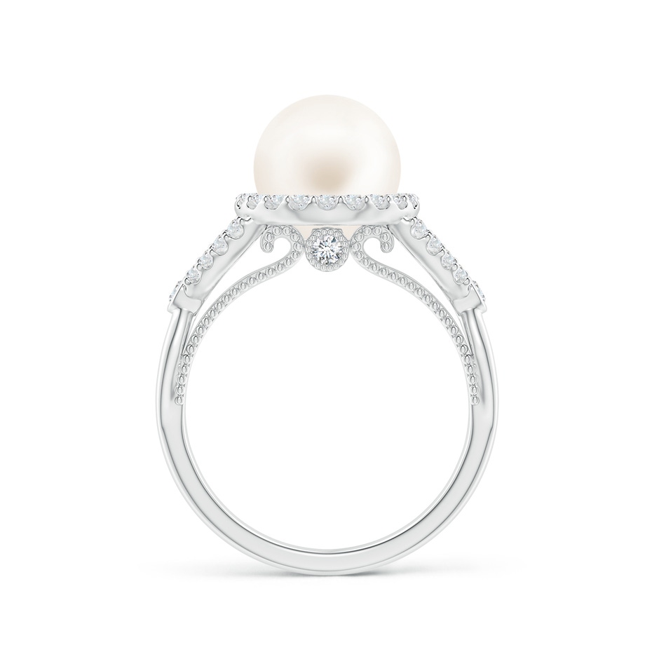 8mm AA Freshwater Pearl Halo Infinity Ring in White Gold side 1