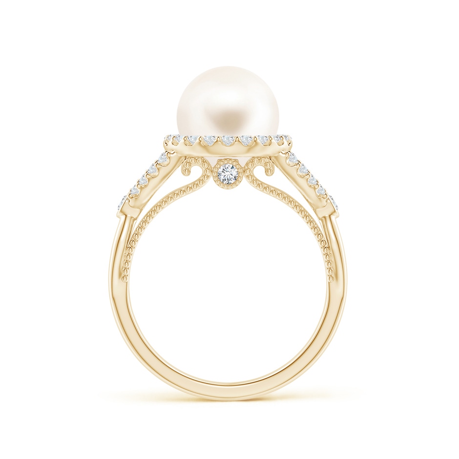 8mm AAA Freshwater Pearl Halo Infinity Ring in Yellow Gold side 1