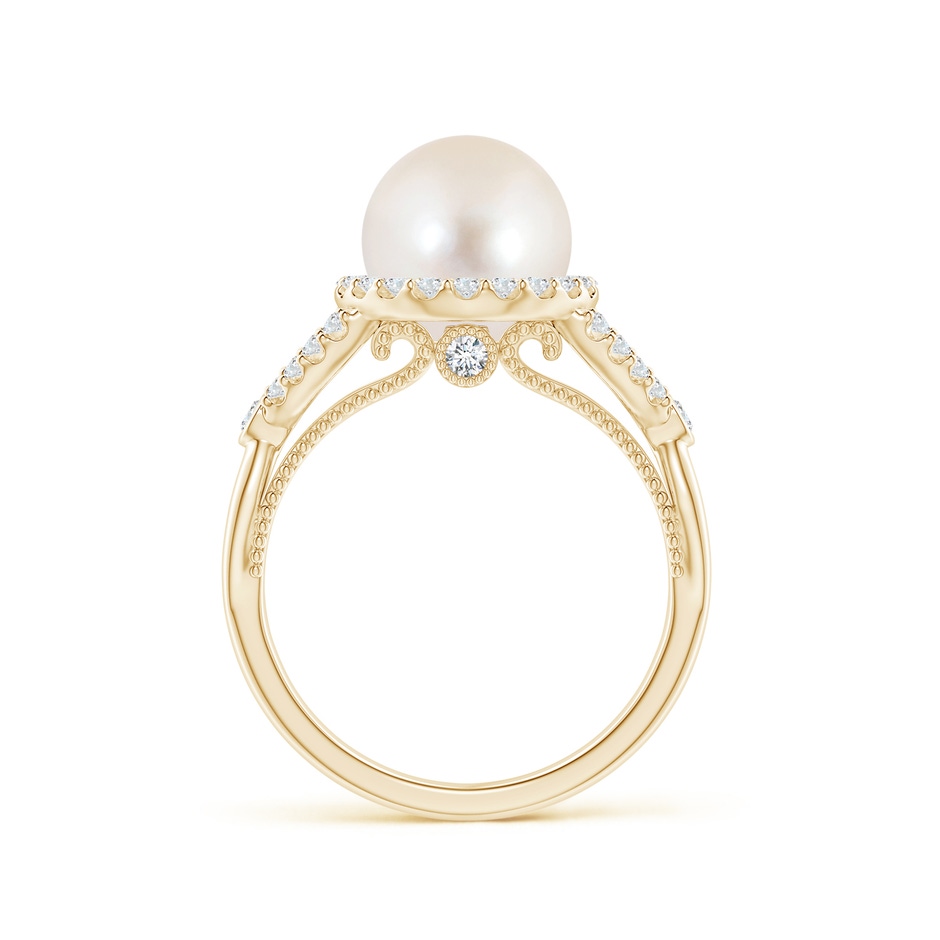 8mm AAAA Freshwater Pearl Halo Infinity Ring in Yellow Gold side 1