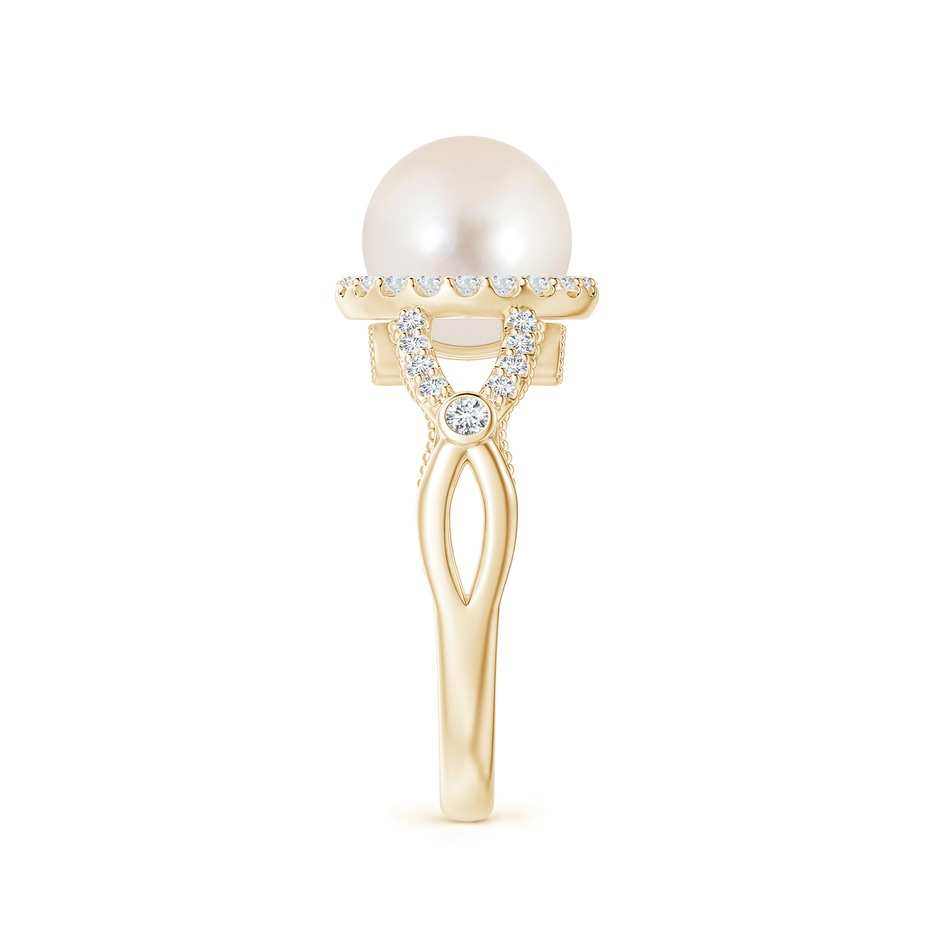 8mm AAAA Freshwater Pearl Halo Infinity Ring in Yellow Gold side 2