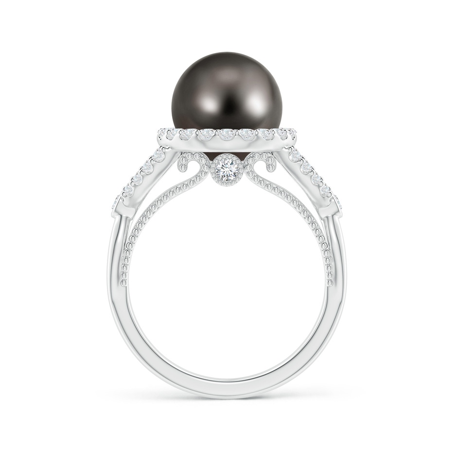 10mm AAA Tahitian Pearl Halo Infinity Ring in White Gold side 1