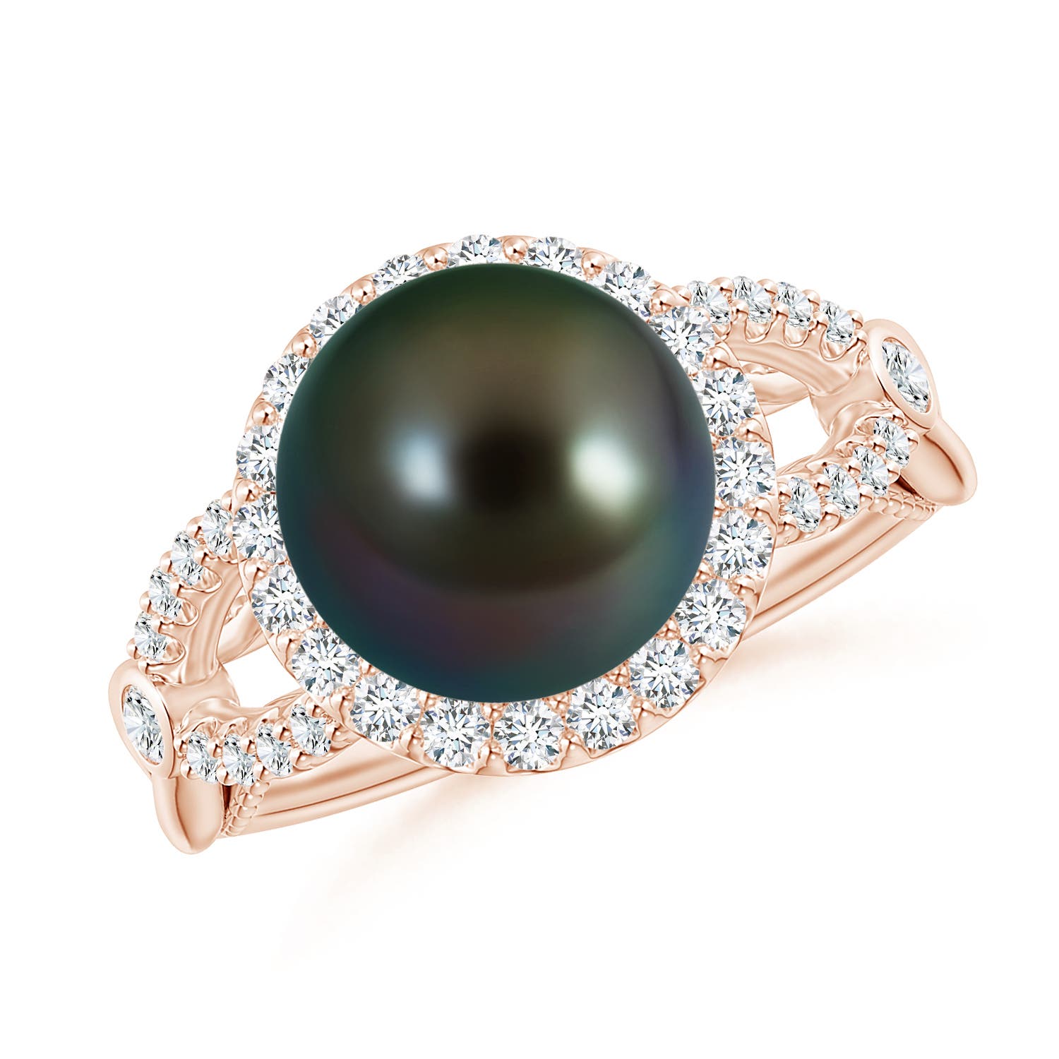 Infinity Rose Gold Tahitian Cultured Pearl Rings