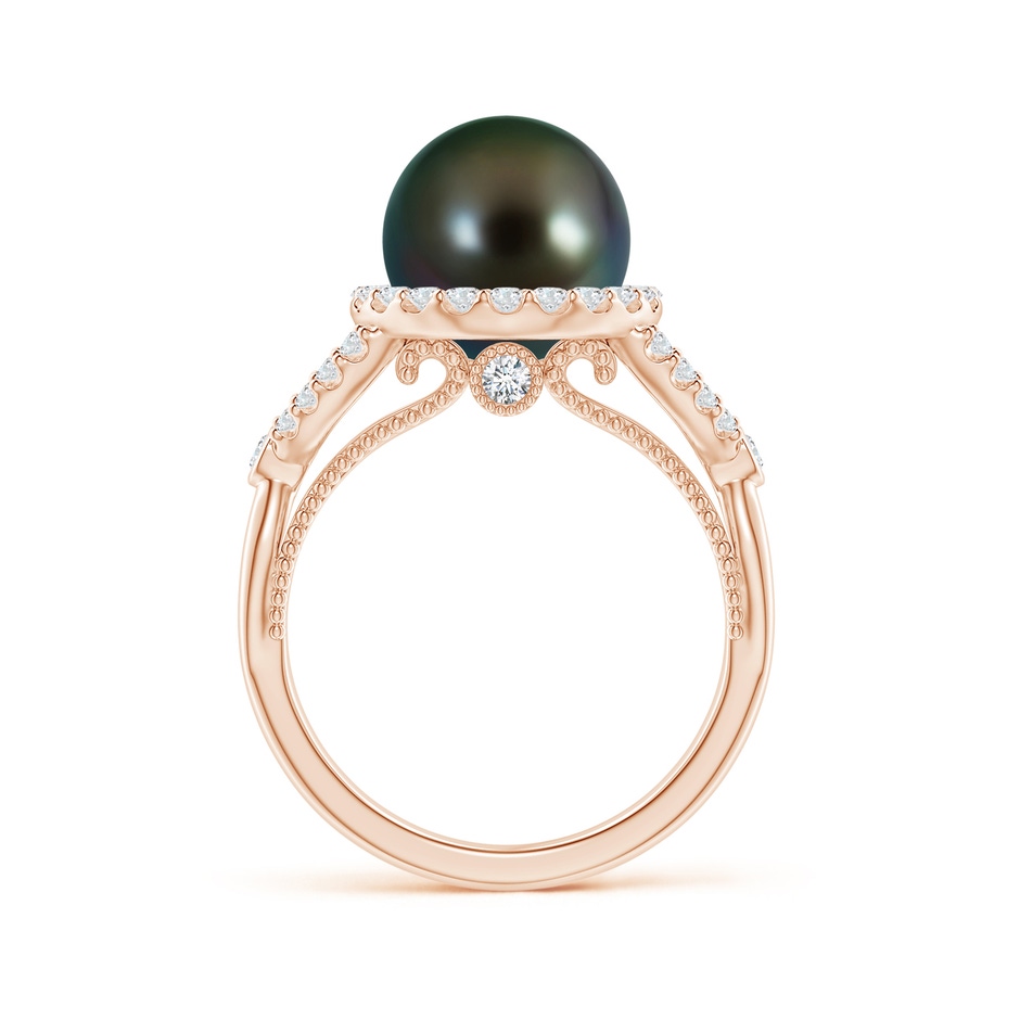 10mm AAAA Tahitian Pearl Halo Infinity Ring in Rose Gold side 1