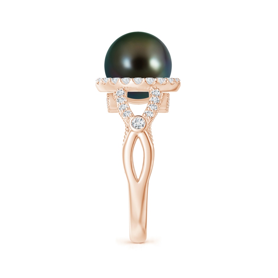 10mm AAAA Tahitian Pearl Halo Infinity Ring in Rose Gold side 2