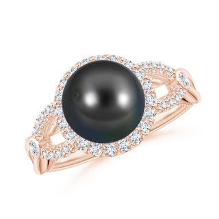 8mm AA Tahitian Pearl Halo Infinity Ring in Rose Gold