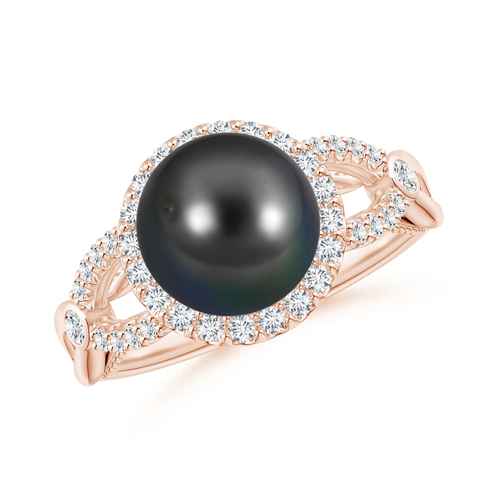 8mm AA Tahitian Pearl Halo Infinity Ring in Rose Gold 