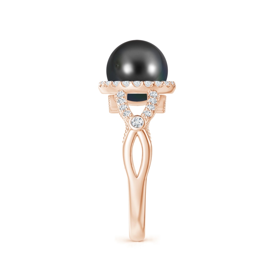 8mm AA Tahitian Pearl Halo Infinity Ring in Rose Gold side 2