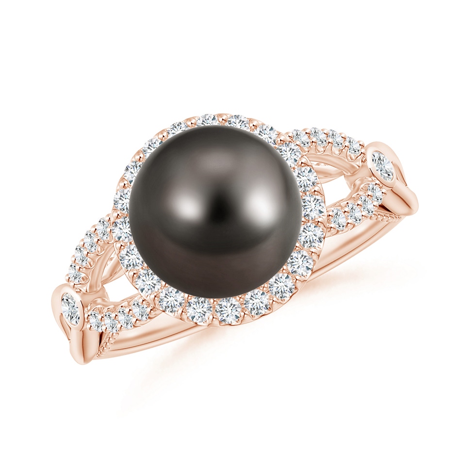 8mm AAA Tahitian Pearl Halo Infinity Ring in Rose Gold 