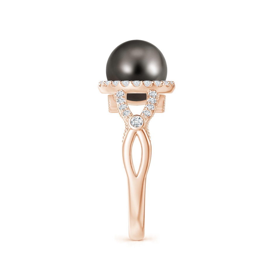 8mm AAA Tahitian Pearl Halo Infinity Ring in Rose Gold side 2