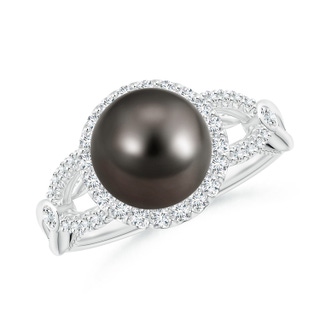 8mm AAA Tahitian Pearl Halo Infinity Ring in White Gold