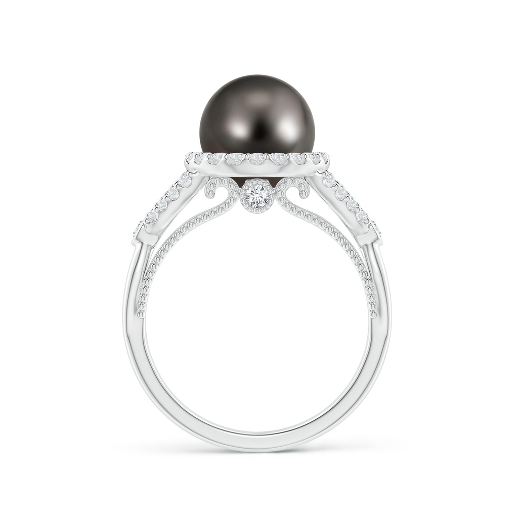 8mm AAA Tahitian Pearl Halo Infinity Ring in White Gold Side 1