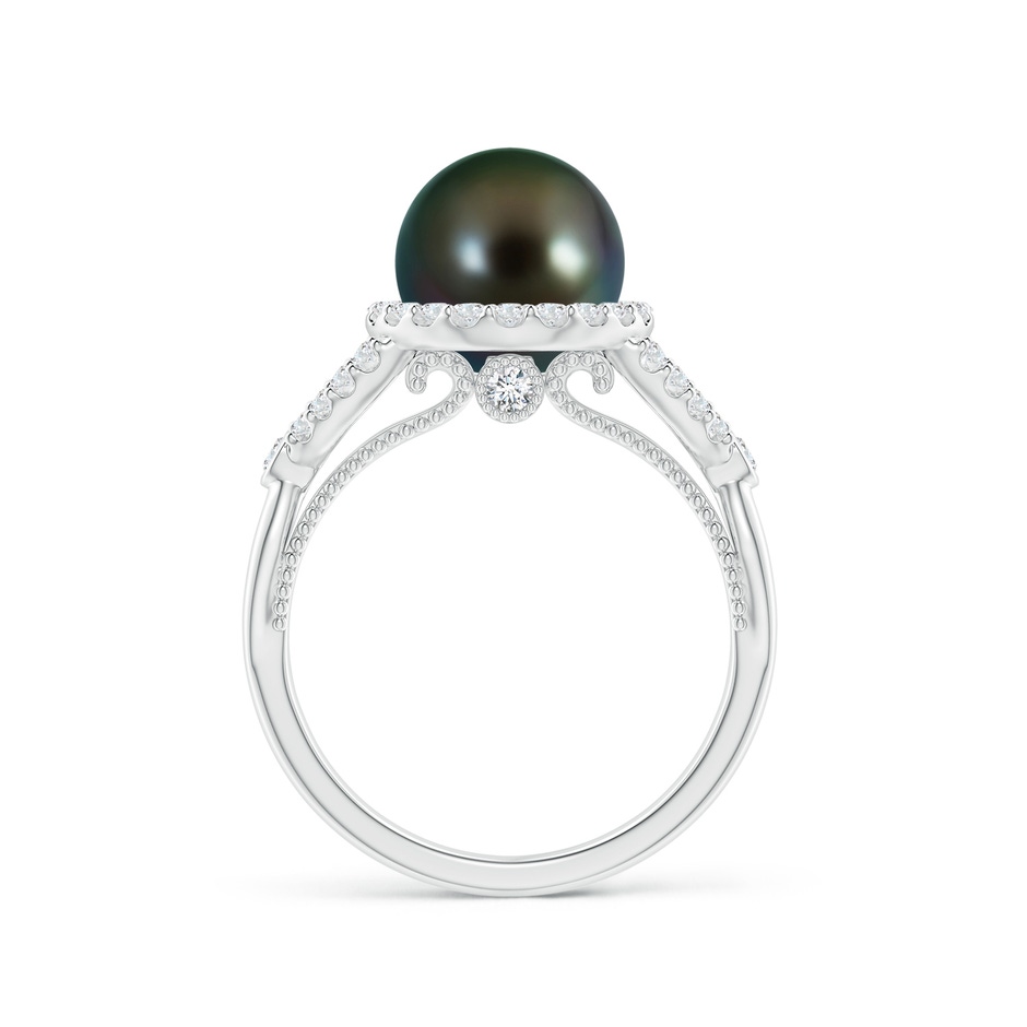 8mm AAAA Tahitian Pearl Halo Infinity Ring in White Gold side 1