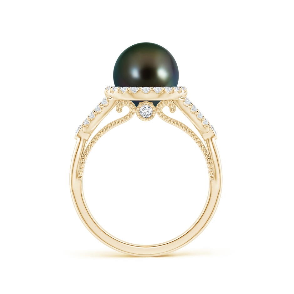 8mm AAAA Tahitian Pearl Halo Infinity Ring in Yellow Gold side 1