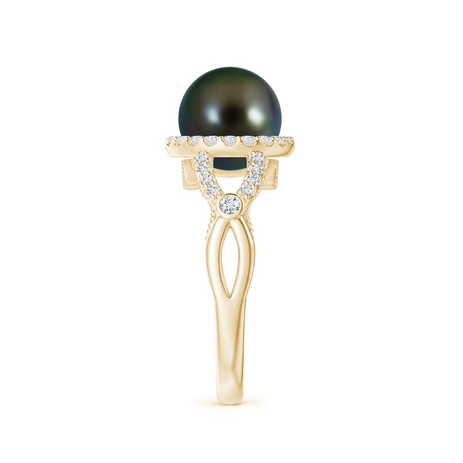 8mm AAAA Tahitian Pearl Halo Infinity Ring in Yellow Gold side 2