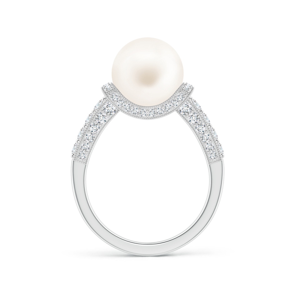 10mm AA Vintage Inspired Freshwater Pearl Ring in White Gold side 199