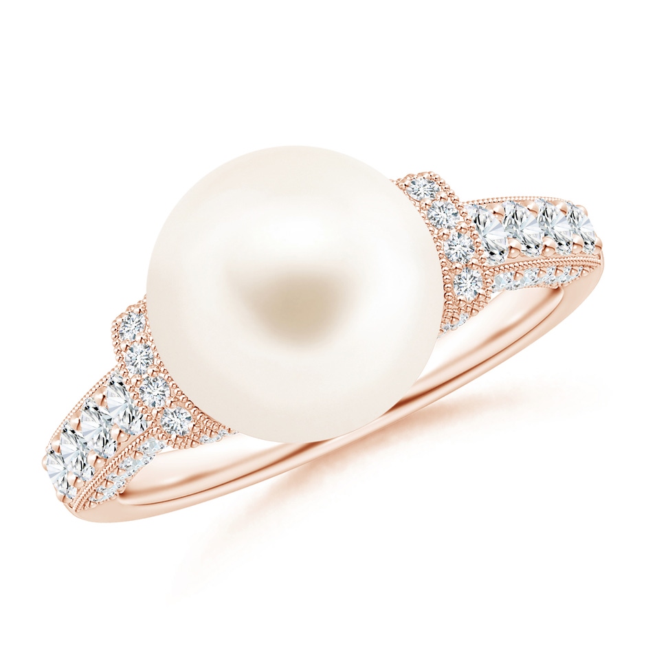 10mm AAA Vintage Inspired Freshwater Pearl Ring in Rose Gold 