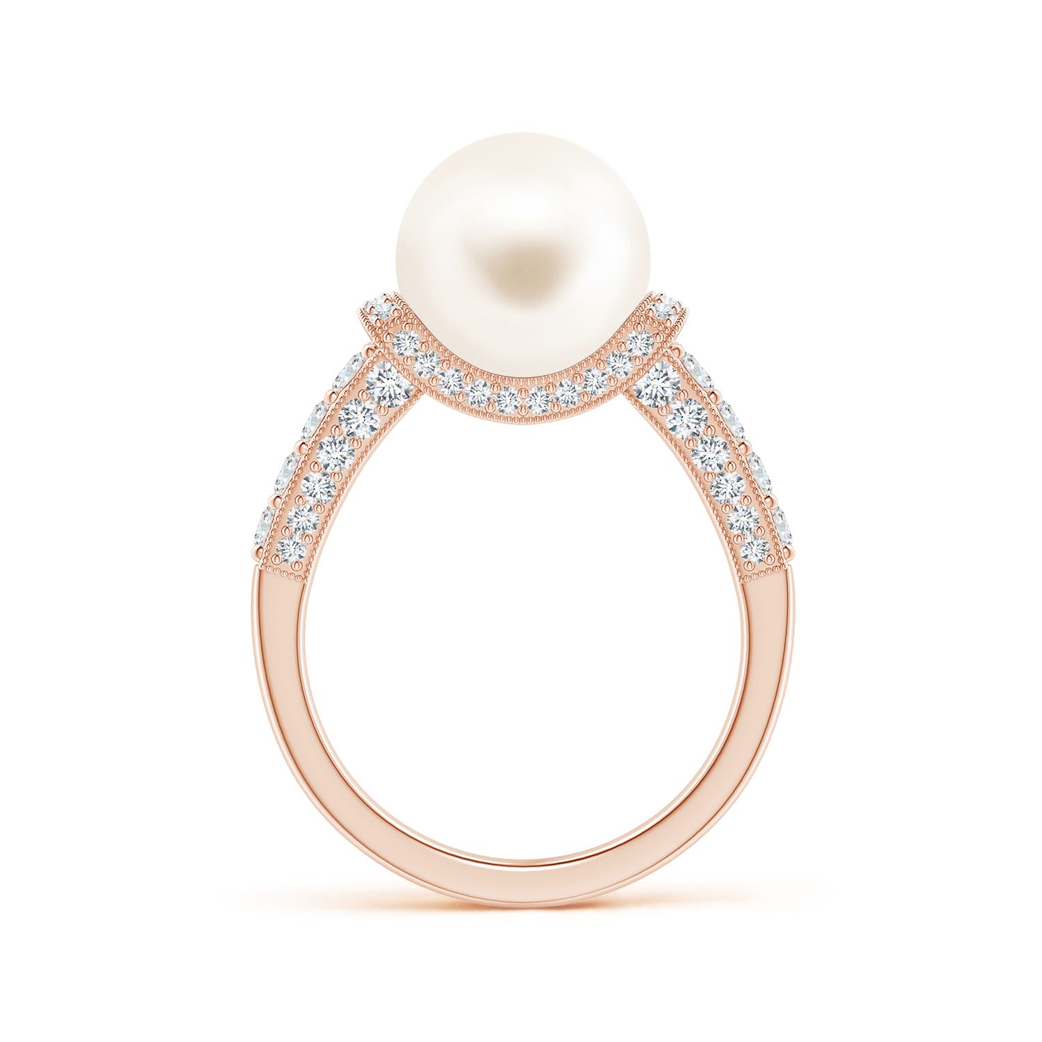 10mm AAA Vintage Inspired Freshwater Pearl Ring in Rose Gold