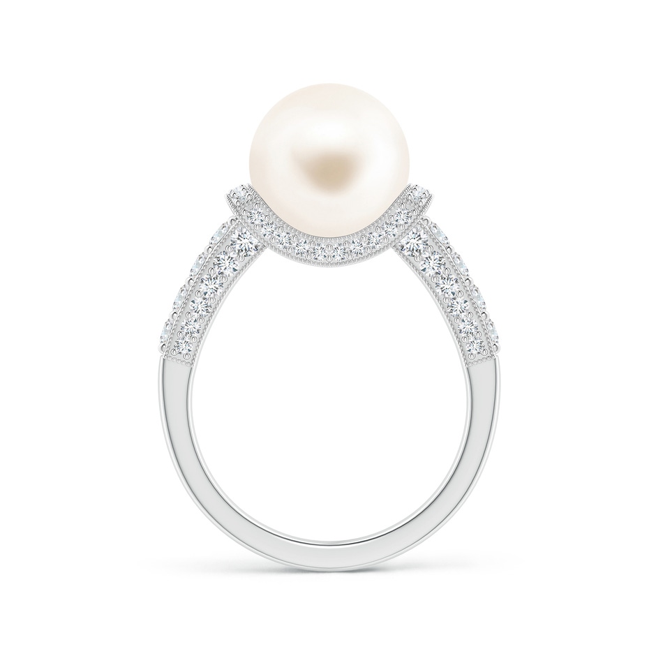 10mm AAA Vintage Inspired Freshwater Pearl Ring in White Gold side 199