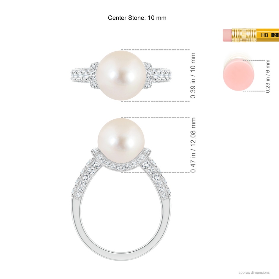 10mm AAAA Vintage Inspired Freshwater Pearl Ring in P950 Platinum ruler