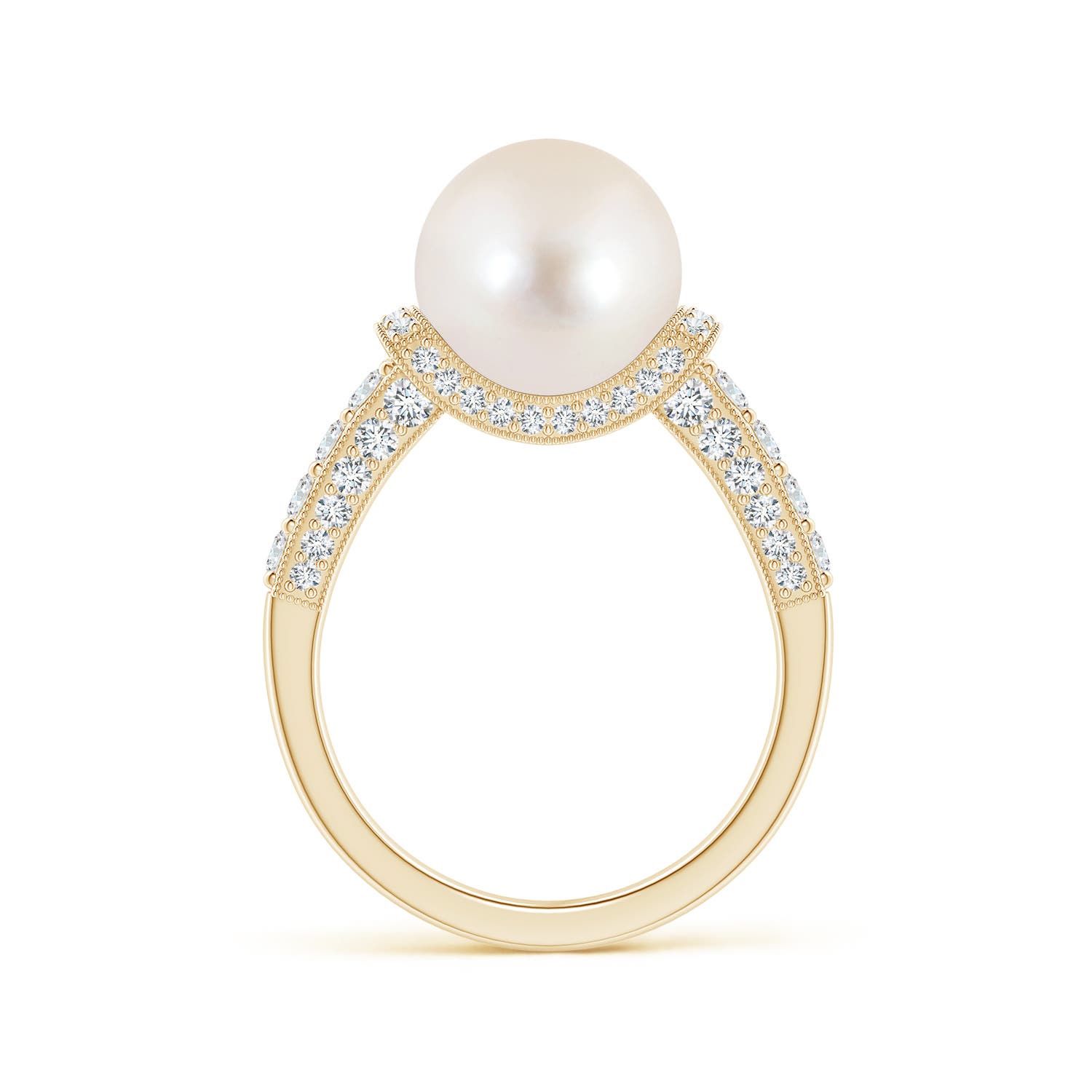 10mm AAAA Vintage Inspired Freshwater Pearl Ring in Yellow Gold
