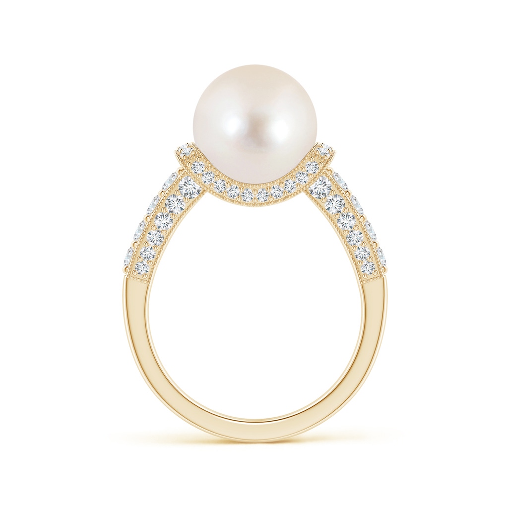 10mm AAAA Vintage Inspired Freshwater Pearl Ring in Yellow Gold - side 199
