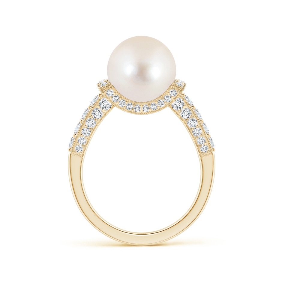 10mm AAAA Vintage Inspired Freshwater Pearl Ring in Yellow Gold side 199